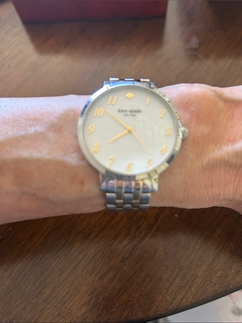kate spade Silver-Tone Bracelet Watch with White Dial and Gold Accents